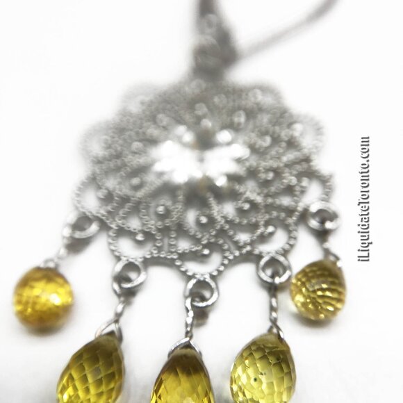 ✨ BRAND NEW NEVER WORN 14K White Gold Natural Yellow Sapphire Briolette Earrings - Picture 9 of 12